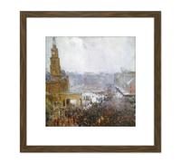 Artery8 Arthur Streeton Firemans Funeral George Street 8X8 Inch Square Wooden Framed Wall Art Print Picture with Mount in Brown Artery8 Brown