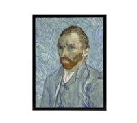 Artery8 Artist 1889 Self Portrait Black Framed Canvas Wall Art Print 24X32 Artwork By Van Gogh : Expressive Self Portrait Perfect For Study Or Art Space Showing Intensity Creativity And Emotion