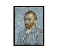 Artery8 Artist 1889 Self Portrait Van Gogh Black Framed Canvas Wall Art in Blue | Size: W12" x H16" Artery8 Blue W12" x H16"