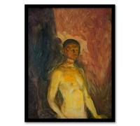 Artery8 Artist Self Portrait In Hell Munch Vintage Framed Wall Art Print 12X16"