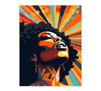 Artery8 Artwork Of Black Woman Announcing She Is Strong Starburst Extra Large XL Wall Art Poster Print
