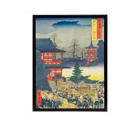 Artery8 Asakusa Fair Edo Province Framed Canvas Japanese Wall Art Print in Blue | Size: W24" x H32" Artery8 Blue W24" x H32"