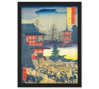 Artery8 Asakusa Fair Edo Province Utagawa Hiroshige Japan Woodblock Artwork Framed Wall Art Print A4 in Black Artery8 Black