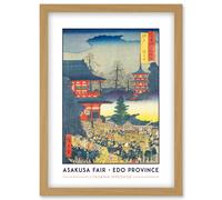 Artery8 Asakusa Fair Edo Province Utagawa Hiroshige Japan Woodblock Classic Collection Artwork Framed Wall Art Print A4 in Light Oak Artery8 Light Oak