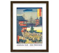 Artery8 Asakusa Fair Edo Province Utagawa Hiroshige Japan Woodblock Classic Collection Artwork Framed Wall Art Print A4 in Brown Artery8 Brown