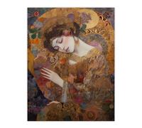 Artery8 Asleep Gustav Klimt-Inspired Portrait Of A Woman Bedroom Unframed Wall Art Print Poster Home Decor Premium