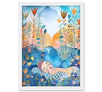 Artery8 Asleep In The Meadow Folk Art Artwork Framed A3 Wall Art Print