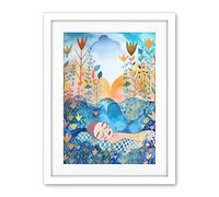 Artery8 Asleep In The Meadow Folk Art Artwork Framed Wall Art Print 18X24 Inch