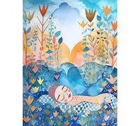 Artery8 Asleep In The Meadow Folk Art Large Wall Art Poster Print Thick Paper 18X24 Inch
