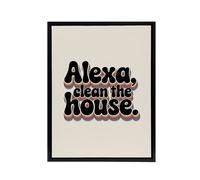 Artery8 Assistant Clean The House Funky Retro Typography Framed Canvas Art in Beige | Size: W24" x H32" Artery8 Beige W24" x H32"