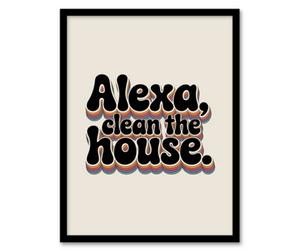 Artery8 Assistant Clean The House Funky Retro Typography Framed Wall Art Print 12X16"