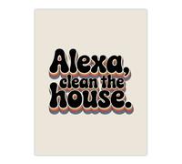 Artery8 Assistant Clean The House Funky Retro Typography Wall Art Print in Beige | Size: W12" x H16" Artery8 Beige W12" x H16"