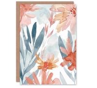 Artery8 Aster Flower Garden Watercolour Pastels Boho Birthday Art Card Artery8 Multicolor