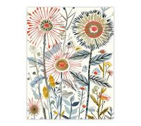 Artery8 Aster Flower Painting Wildflowers Spring Folk Art Wall Art Print in White | Size: W12" x H16" Artery8 White W12" x H16"