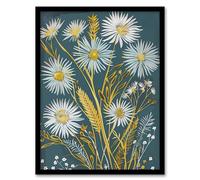 Artery8 Aster Wildflowers Painting Floral Wheat Harvest Living Room Artwork Framed Wall Art Print 18X24 Inch