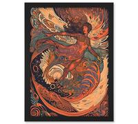 Artery8 Astral Projection Conceptual Art Illustration Artwork Framed Wall Art Print A4 in Black Artery8 Black