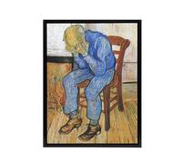 Artery8 At Eternity's Gate Sorrowing Old Man Black Framed Canvas Wall Art 12X16 Artwork By Van Gogh : Emotive Figure Artwork Ideal For Lounge Or Hallway Expressing Sorrow Reflection And Human Spirit