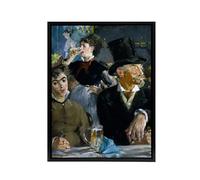 Artery8 At the Cafe Paris Nightlife Scene Black Framed Canvas Wall Art Print 18X24 Artwork By Manet : Parisian Night Scene Artwork Perfect For Dining Or Lounge Adding Atmosphere And Sophistication