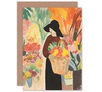 Artery8 At the Flower Market Danish Pastel Aesthetic for Wife Her Mum Sister Daughter Mom Gran Nan Birthday Thank You Mothers Day Blank Art Greeting Card