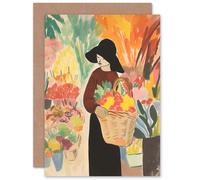 Artery8 At the Flower Market Danish Pastel Aesthetic for Wife Her Mum Sister Daughter Mom Gran Nan Birthday Thank You Mothers Day Blank Art Greeting Card