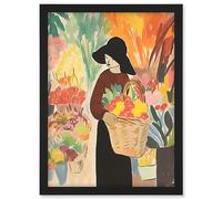 Artery8 At the Flower Market Danish Pastel Aesthetic Watercolour Painting Floral Bouquet Artwork Framed A3 Wall Art Print