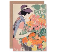 Artery8 At the Flower Stall Watercolour Spring Bouquet Pastel Her Greeting Card Artery8 Multicolor