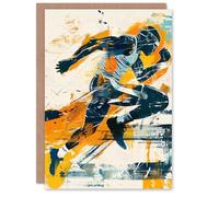 Artery8 Athlete Runner Sport Orange Blue Grunge Graffiti For Him Man Birthday Personalised Card