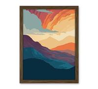 Artery8 Atmospheric Sunset Sky Serene Mountain Landscape Artwork Framed Wall Art Print 18X24 Inch