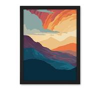 Artery8 Atmospheric Sunset Sky Serene Mountain Landscape Artwork Framed Wall Art Print 18X24 Inch