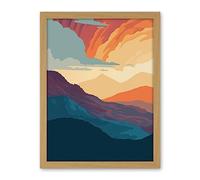 Artery8 Atmospheric Sunset Sky Serene Mountain Landscape Artwork Framed Wall Art Print 18X24 Inch