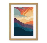 Artery8 Atmospheric Sunset Sky Serene Mountain Landscape Artwork Framed Wall Art Print 18X24 Inch