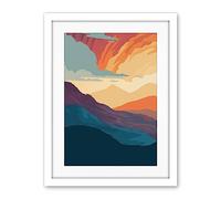 Artery8 Atmospheric Sunset Sky Serene Mountain Landscape Artwork Framed Wall Art Print 18X24 Inch
