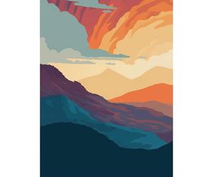 Artery8 Atmospheric Sunset Sky Serene Mountain Landscape Extra Large XL Wall Art Poster Print