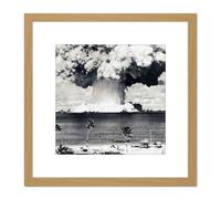 Artery8 Atomic Bomb Test Operation Crossroads Photograph 8X8 Inch Square Wooden Framed Wall Art Print Picture with Mount in Light Oak Artery8 Light Oak