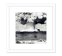 Artery8 Atomic Bomb Test Operation Crossroads Photograph 8X8 Inch Square Wooden Framed Wall Art Print Picture with Mount in White Artery8 White