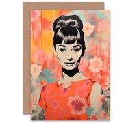 Artery8 Audrey Smiling Floral Custom Greeting Card Personalised Message Inside for Wife Her Mum Sister Daughter Mom Gran Nan Birthday Thank You Congratulations