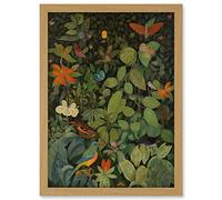 Artery8 Audubon Style Birds and Insects in Jungle Artwork Framed A3 Wall Art Print
