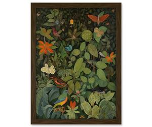 Artery8 Audubon Style Birds and Insects in Jungle Artwork Framed A3 Wall Art Print
