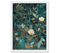 Audubon Style Birds in Blooming Wildflower Field Artwork Framed Wall Art Print A4 Artery8 White One Size