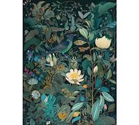 Artery8 Audubon Style Birds in Blooming Wildflower Field Extra Large XL Wall Art Poster Print