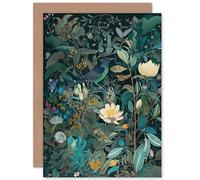 Artery8 Audubon Style Birds in Blooming Wildflower Field Nature Birthday Sealed Greeting Card Plus Envelope Blank inside