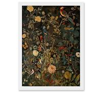 Artery8 Audubon Style Birds in Spring Flower Field Modern Artwork Framed A3 Wall Art Print