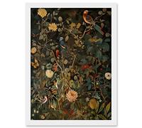 Artery8 Audubon Style Birds in Spring Flower Field Modern Artwork Framed Wall Art Print A4