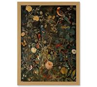 Artery8 Audubon Style Birds in Spring Flower Field Modern Artwork Framed Wall Art Print A4