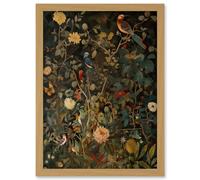 Artery8 Audubon Style Birds in Spring Flower Field Modern Artwork Framed Wall Art Print A4