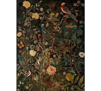 Artery8 Audubon Style Birds in Spring Flower Field Modern Extra Large XL Wall Art Poster Print