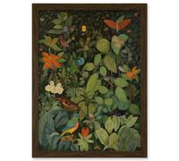 Artery8 Audubon Style Birds and Insects in Jungle Artwork Framed Wall Art Print A4