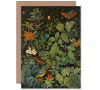 Artery8 Audubon Style Birds and Insects in Jungle Nature Birthday Sealed Greeting Card Plus Envelope Blank inside