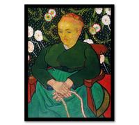 Artery8 Augustine Roulin Rocking a Cradle Van Gogh Framed Wall Art Print in Green | Size: A4 Artery8 Green A4
