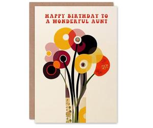 Artery8 Aunt Happy Birthday Card Cheerful Spring Flower Blooms Flowers Bright Fun Abstract For Her Greeting Card